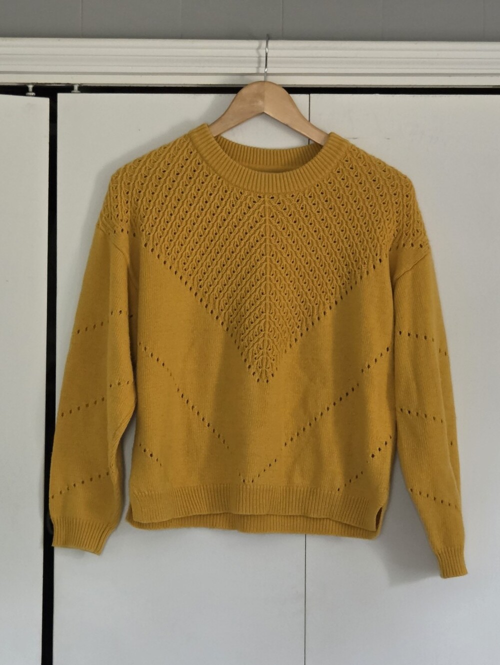 Marine Layer Eyelet Chevron Sweater in Mustard